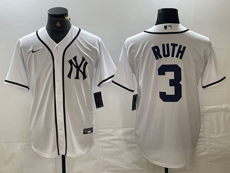 Men New York Yankees 3 Ruth White Third generation joint name Nike 2024 MLB Jersey style 1
